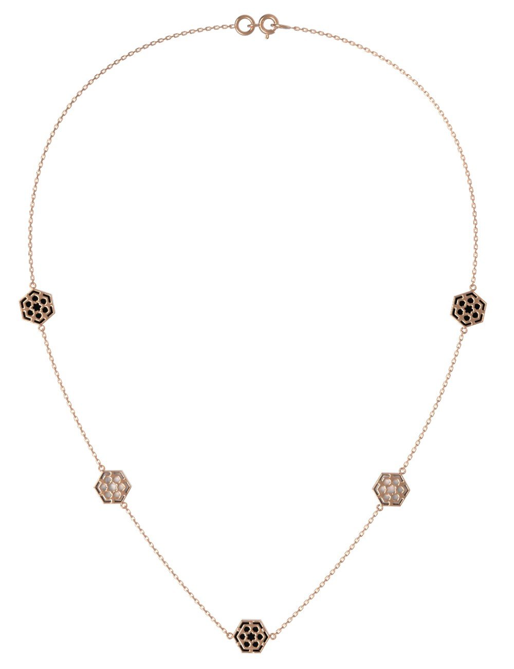 Колье из золота c ониксом и перламутром