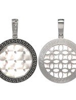 Подвеска из белого золота c эмалью и перламутром