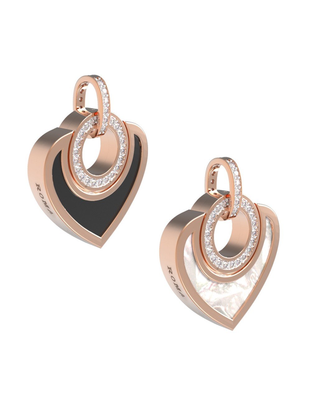 Подвеска из золота c бриллиантами, ониксом и перламутром