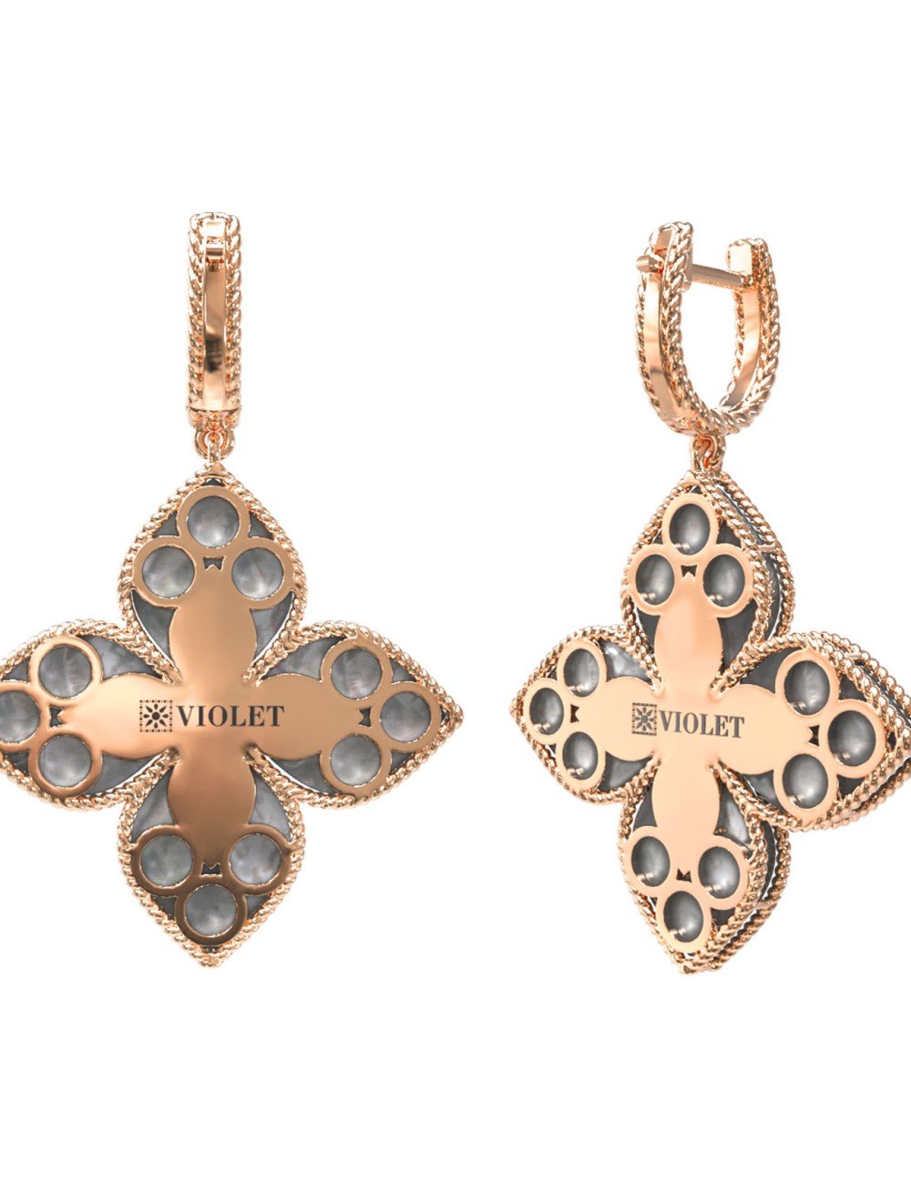 Серьги из золота c бриллиантами и перламутром