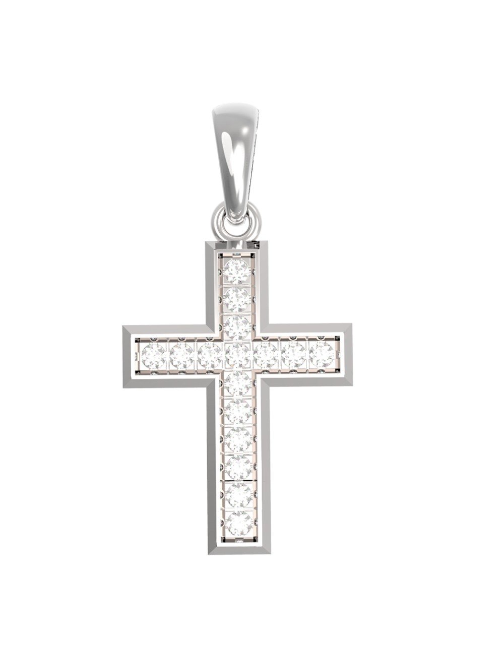 Крест из белого золота c бриллиантами