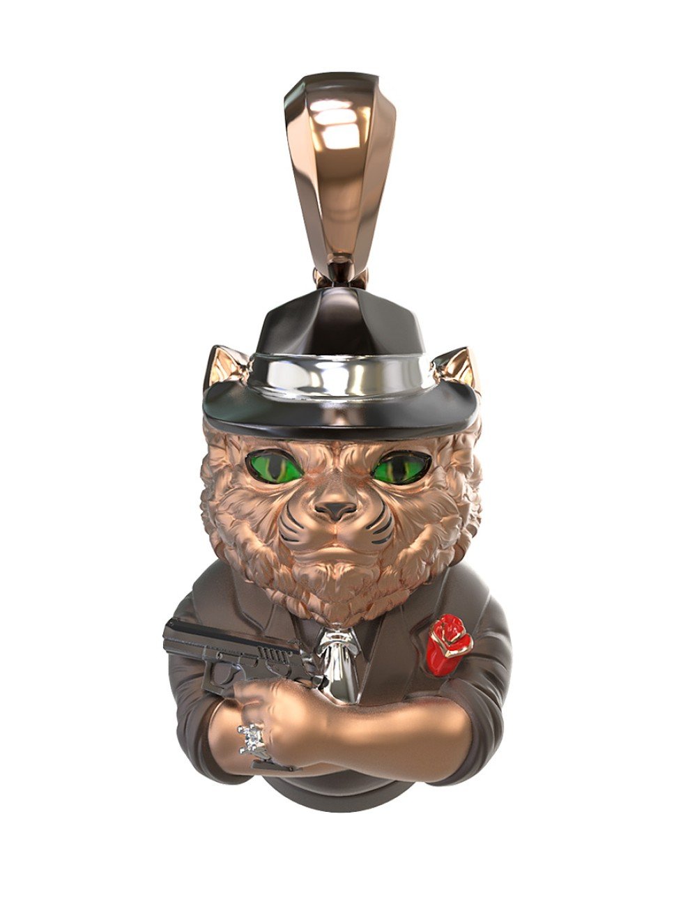 Подвеска из золота c эмалью, бриллиантами и рубином