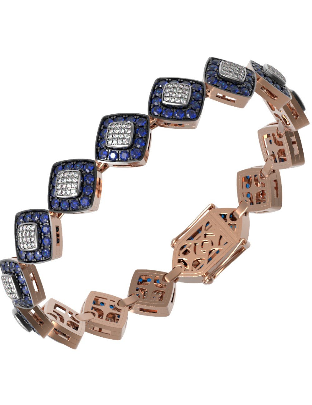 Браслет из золота c бриллиантами и сапфиром