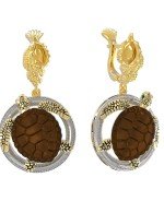 Серьги из лимонного золота c эмалью и железным деревом