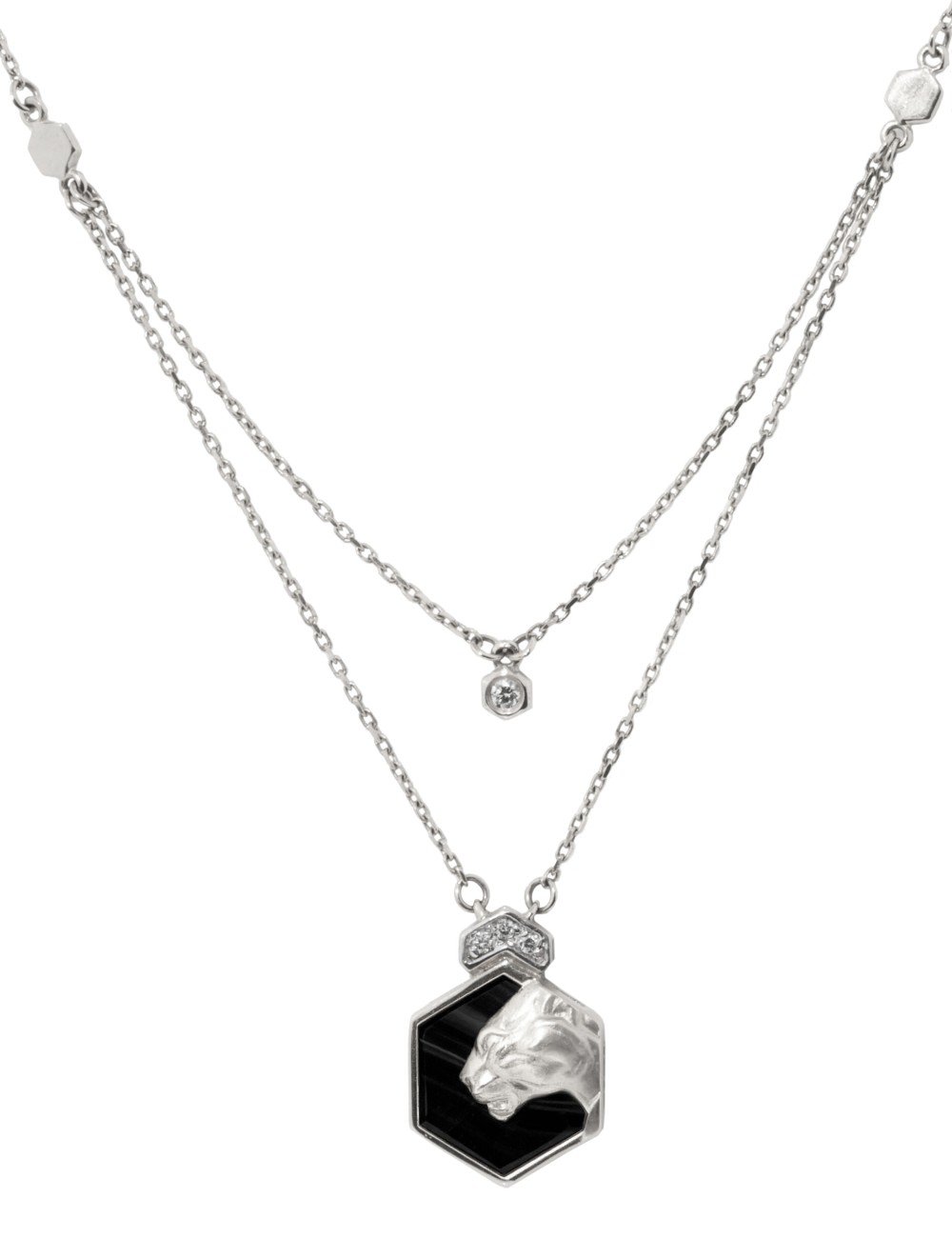 Колье из белого золота c бриллиантами и ониксом