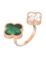 Кольцо из золота c малахитом и перламутром