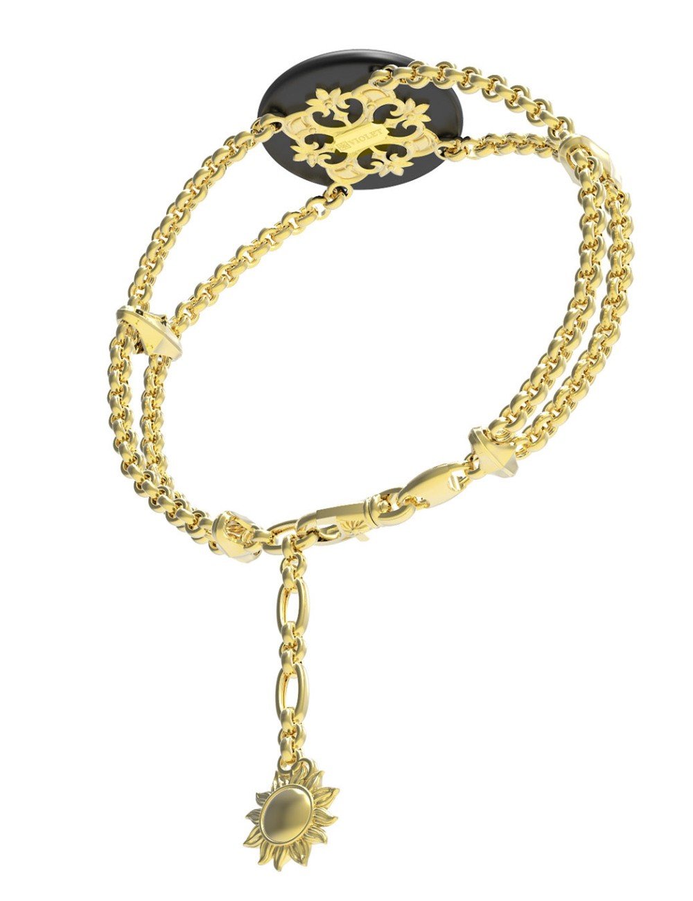 Браслет из лимонного золота c ониксом