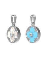 Подвеска из белого золота c бриллиантами, бирюзой и перламутром