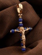 Крест из золота c лазуритом