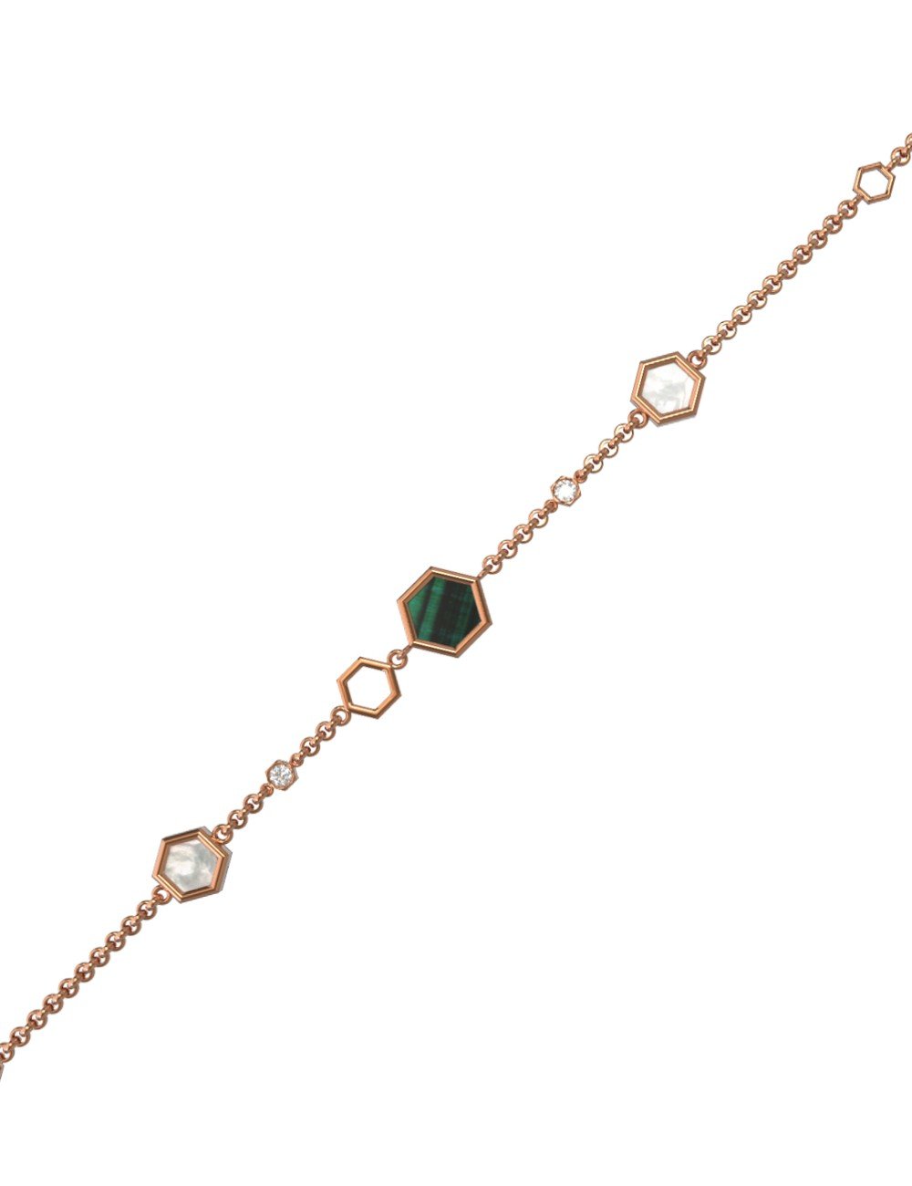 Браслет из золота c бриллиантами, малахитом и перламутром