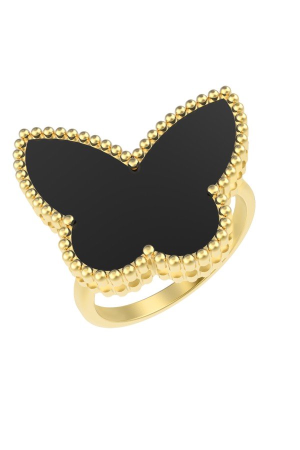 Кольцо из лимонного золота c ониксом