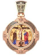 Образок из золота c эмалью и иконописью