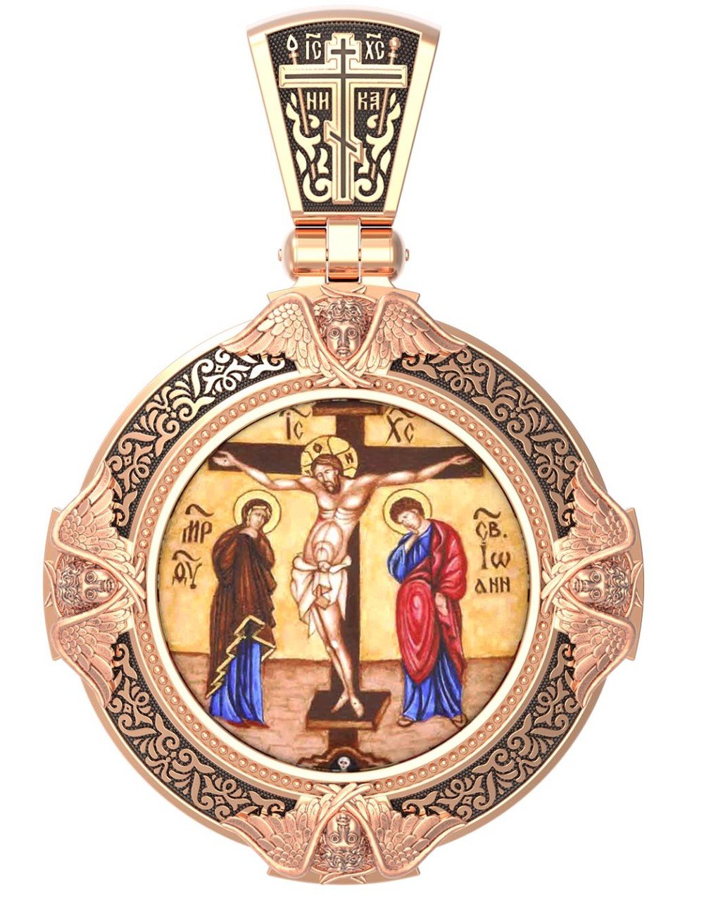 Образок из золота c эмалью и иконописью