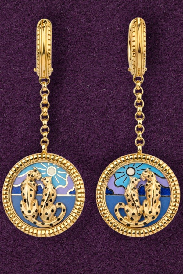 Серьги из лимонного золота c эмалью