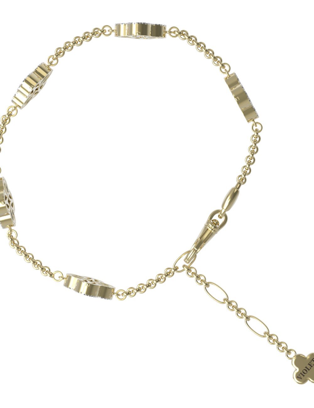 Браслет из лимонного золота c бриллиантами, ониксом и перламутром