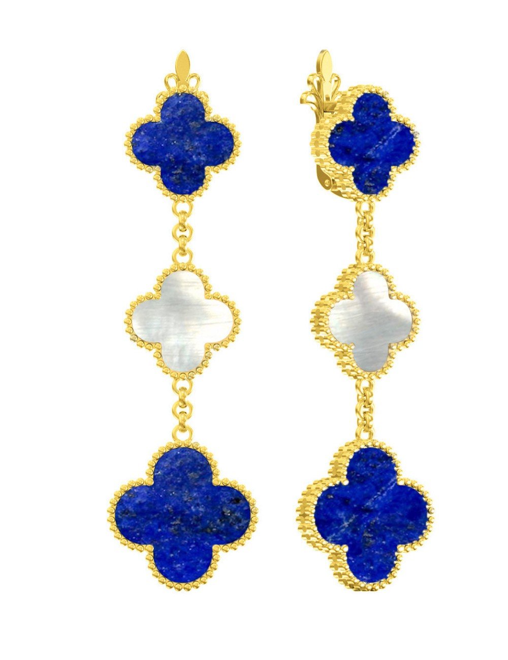 Серьги из лимонного золота c лазуритом и перламутром