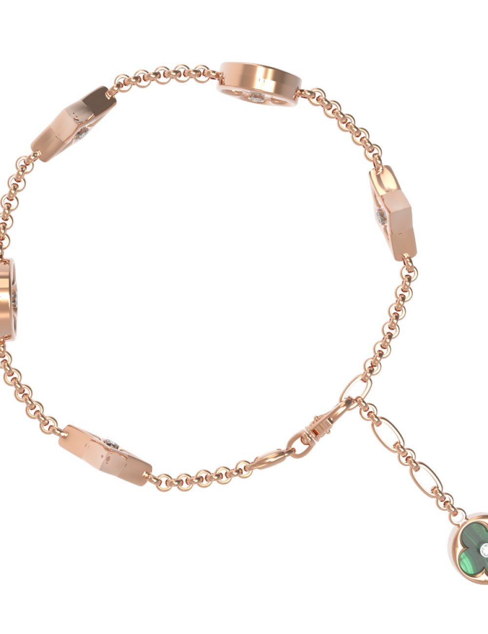 Браслет из золота c бриллиантами, малахитом и перламутром