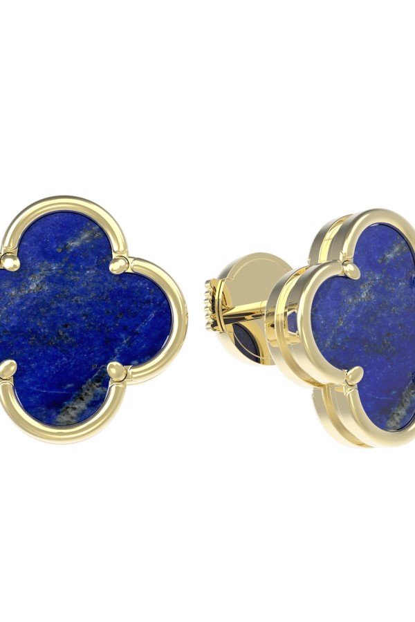 Серьги из лимонного золота c лазуритом