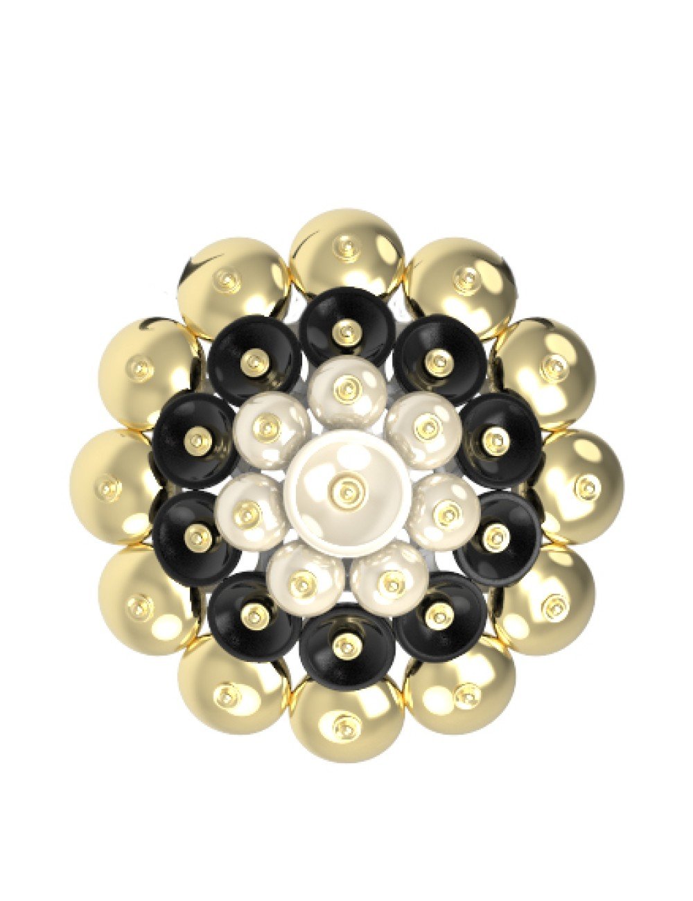 Подвеска из лимонного золота c ониксом и перламутром