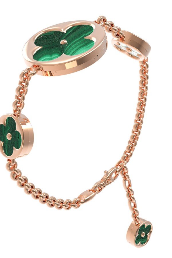 Браслет из золота c малахитом и перламутром