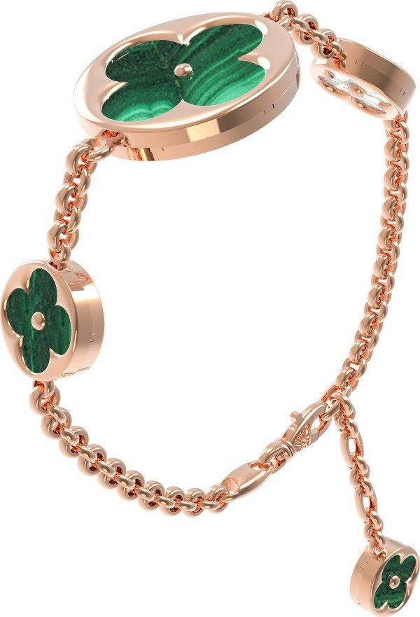 Браслет из золота c малахитом и перламутром