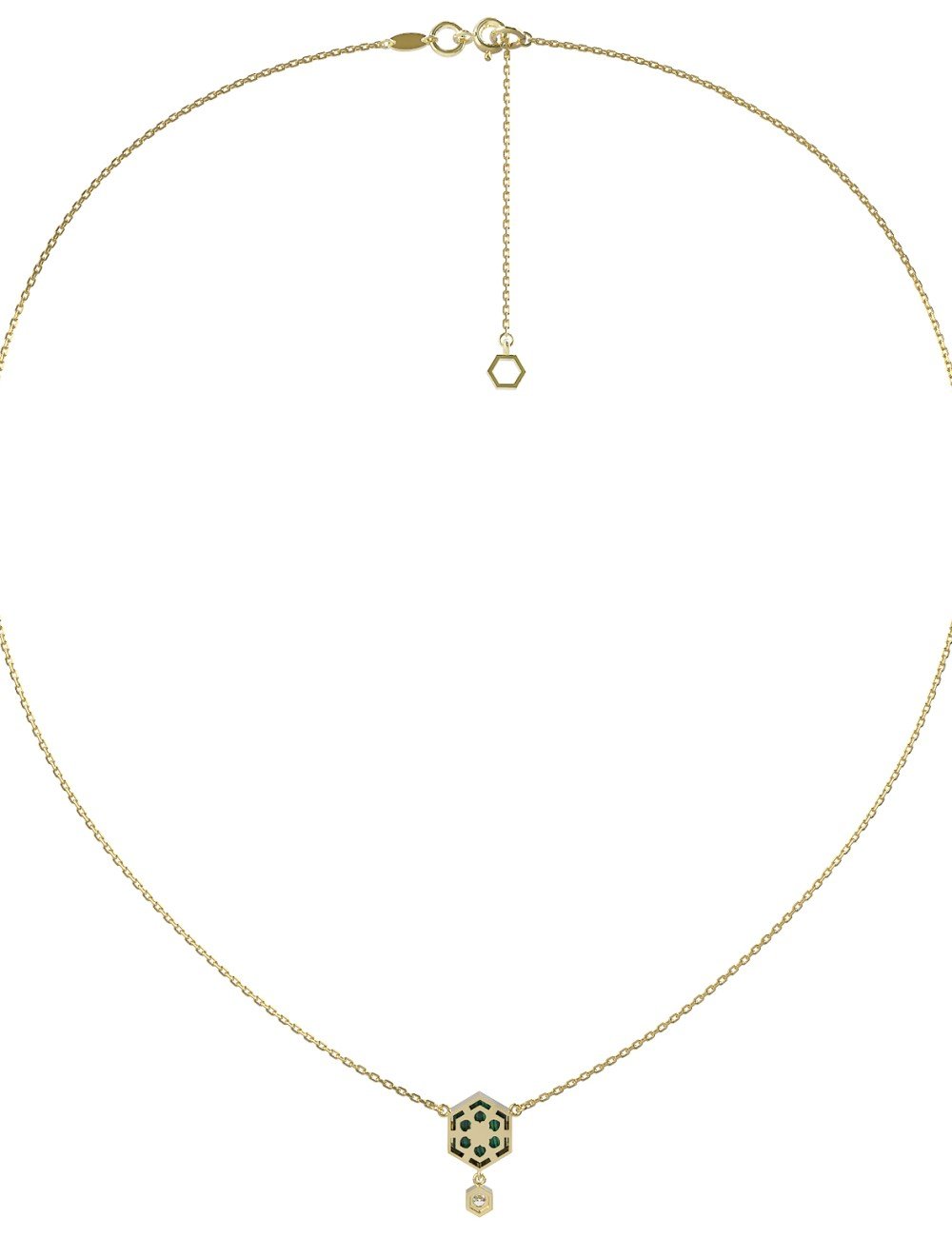 Колье из лимонного золота c бриллиантами и малахитом