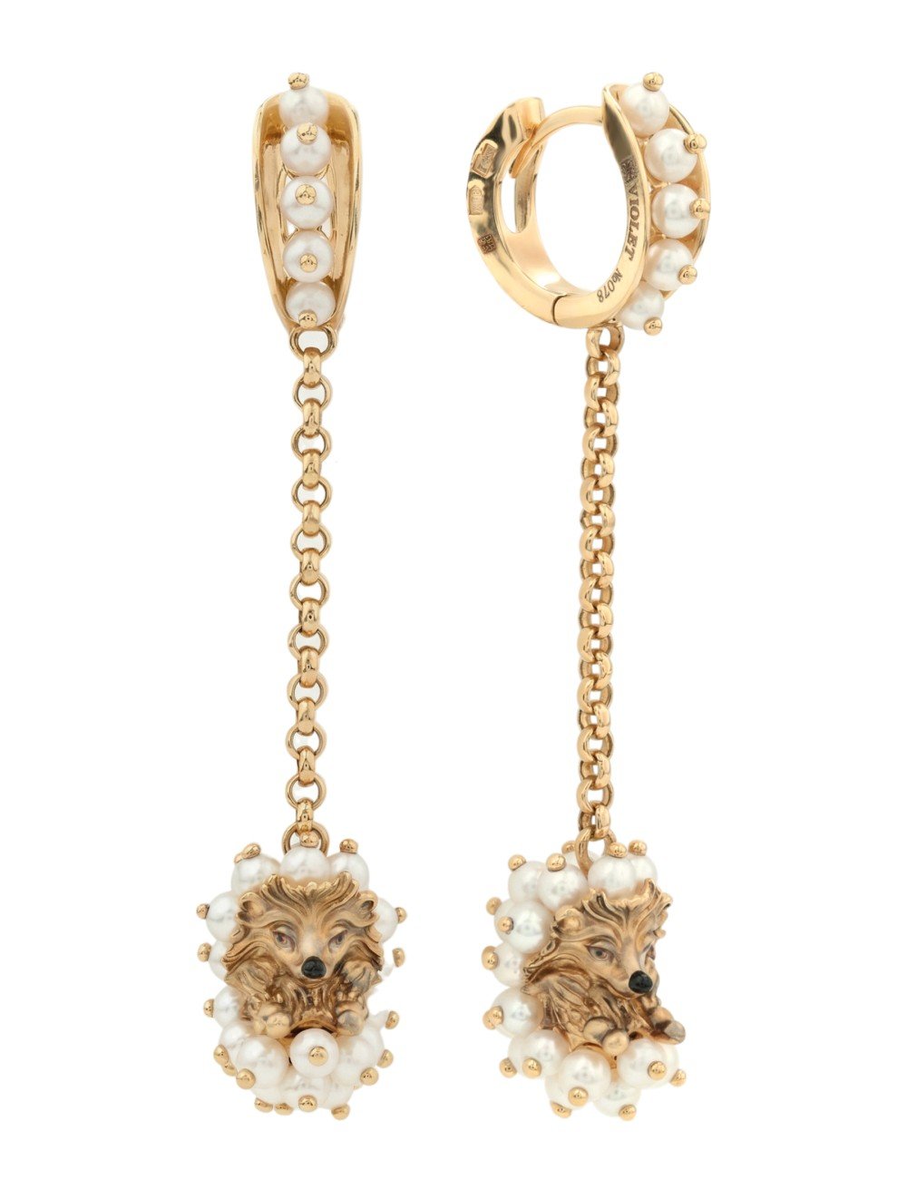 Серьги из золота c эмалью и жемчугом