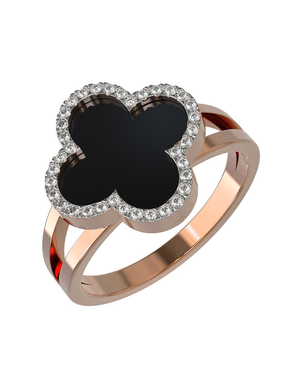 Кольцо из золота c бриллиантами и ониксом