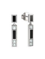 Серьги из белого золота c бриллиантами и ониксом