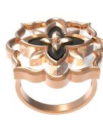 Кольцо из золота c ониксом и перламутром