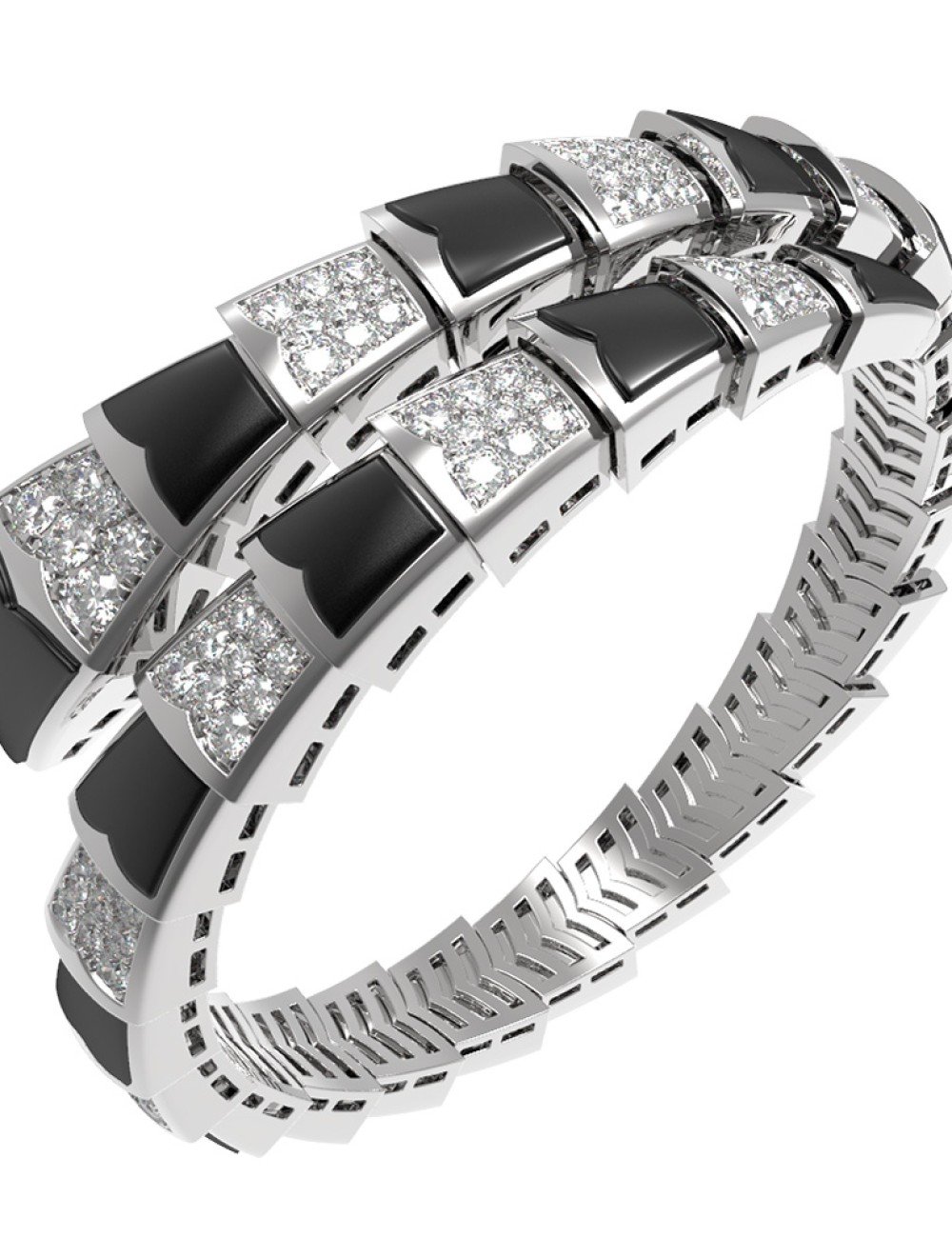 Браслет из белого золота c бриллиантами и ониксом