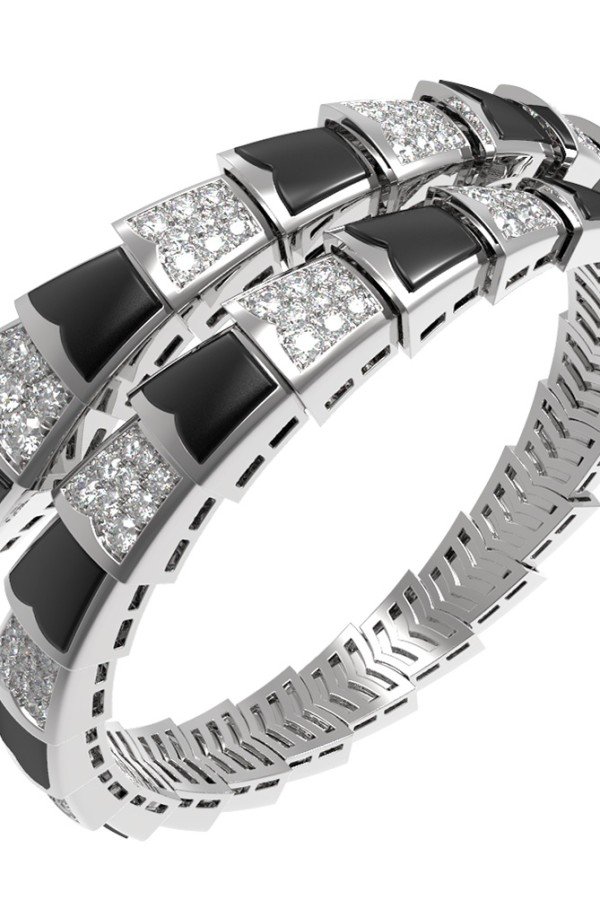 Браслет из белого золота c бриллиантами и ониксом