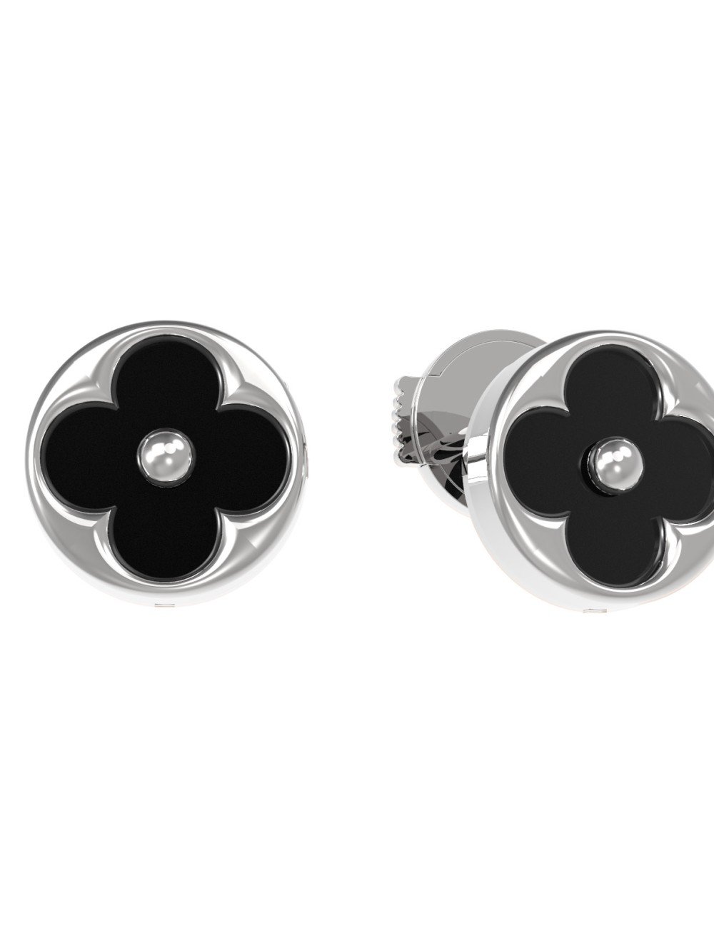 Серьги из белого золота c ониксом