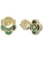 Серьги из лимонного золота c бриллиантами и малахитом