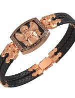 Браслет из золота c эмалью, шнурком и ониксом