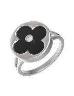 Кольцо из белого золота c бриллиантами и ониксом