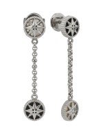 Серьги из белого золота c бриллиантами, ониксом и перламутром