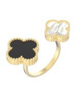 Кольцо из лимонного золота c ониксом и перламутром