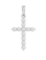 Крест из белого золота c бриллиантами