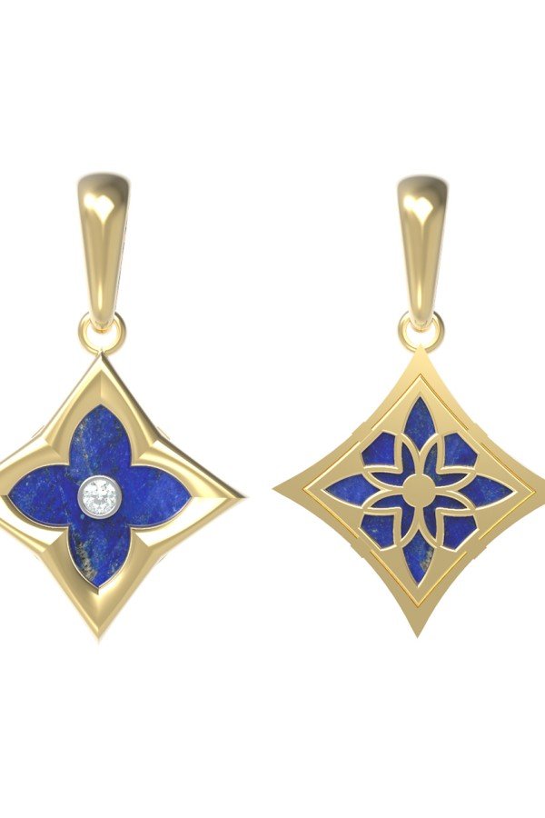 Подвеска из лимонного золота c бриллиантами и лазуритом