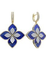 Серьги из лимонного золота c бриллиантами и лазуритом