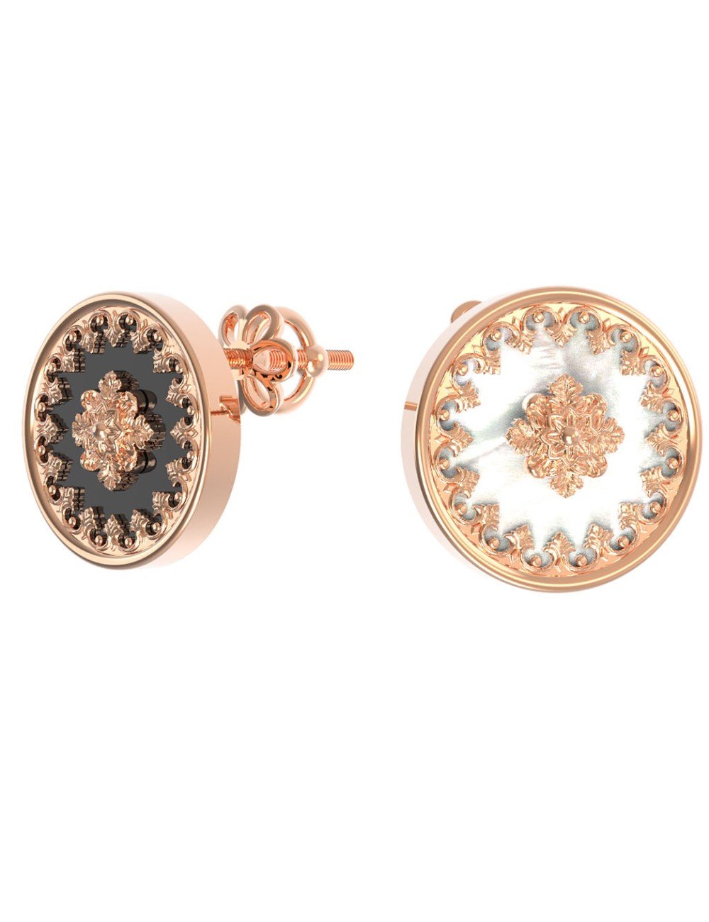 Серьги из золота c ониксом и перламутром