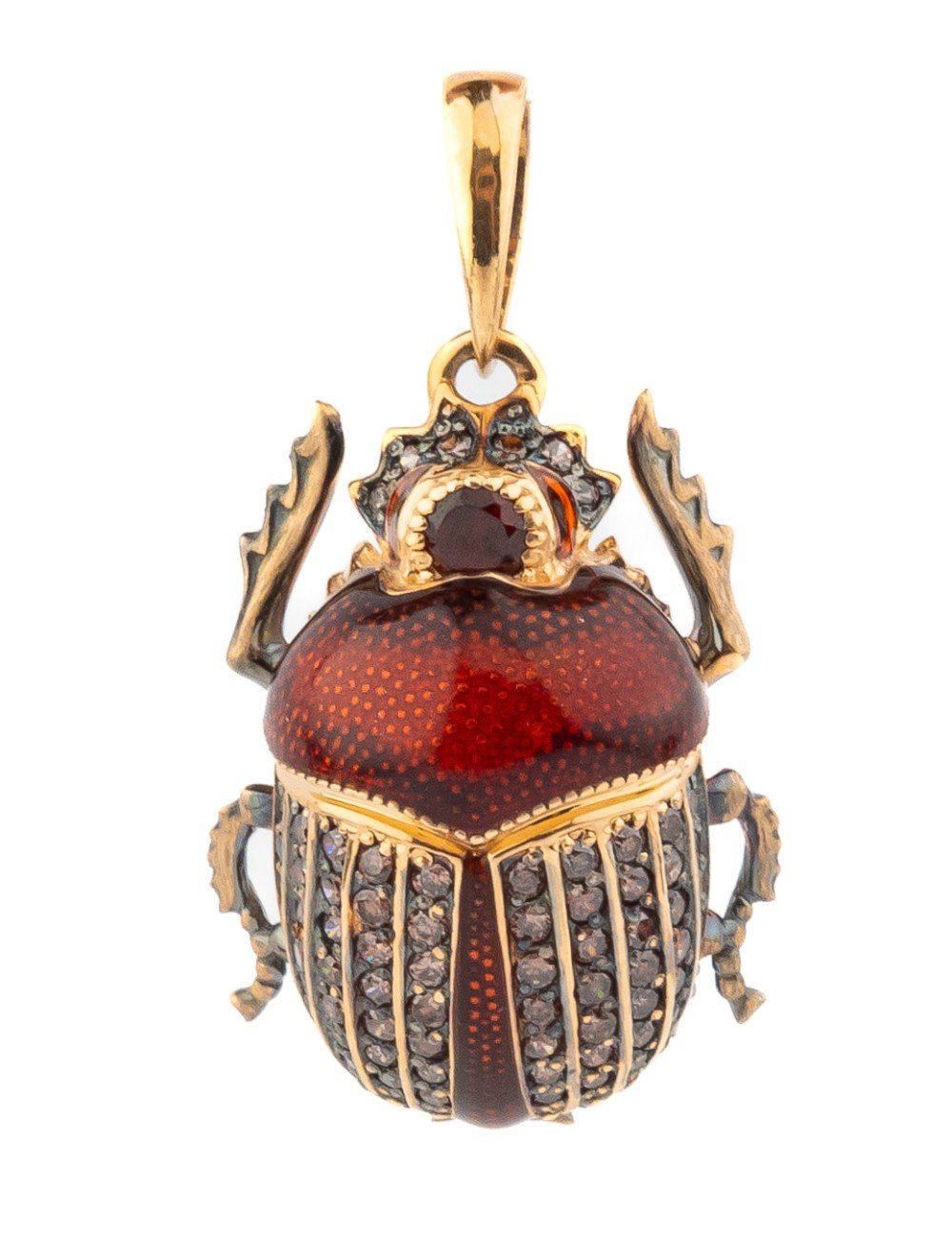 Подвеска из золота c эмалью, фианитом и гранатом