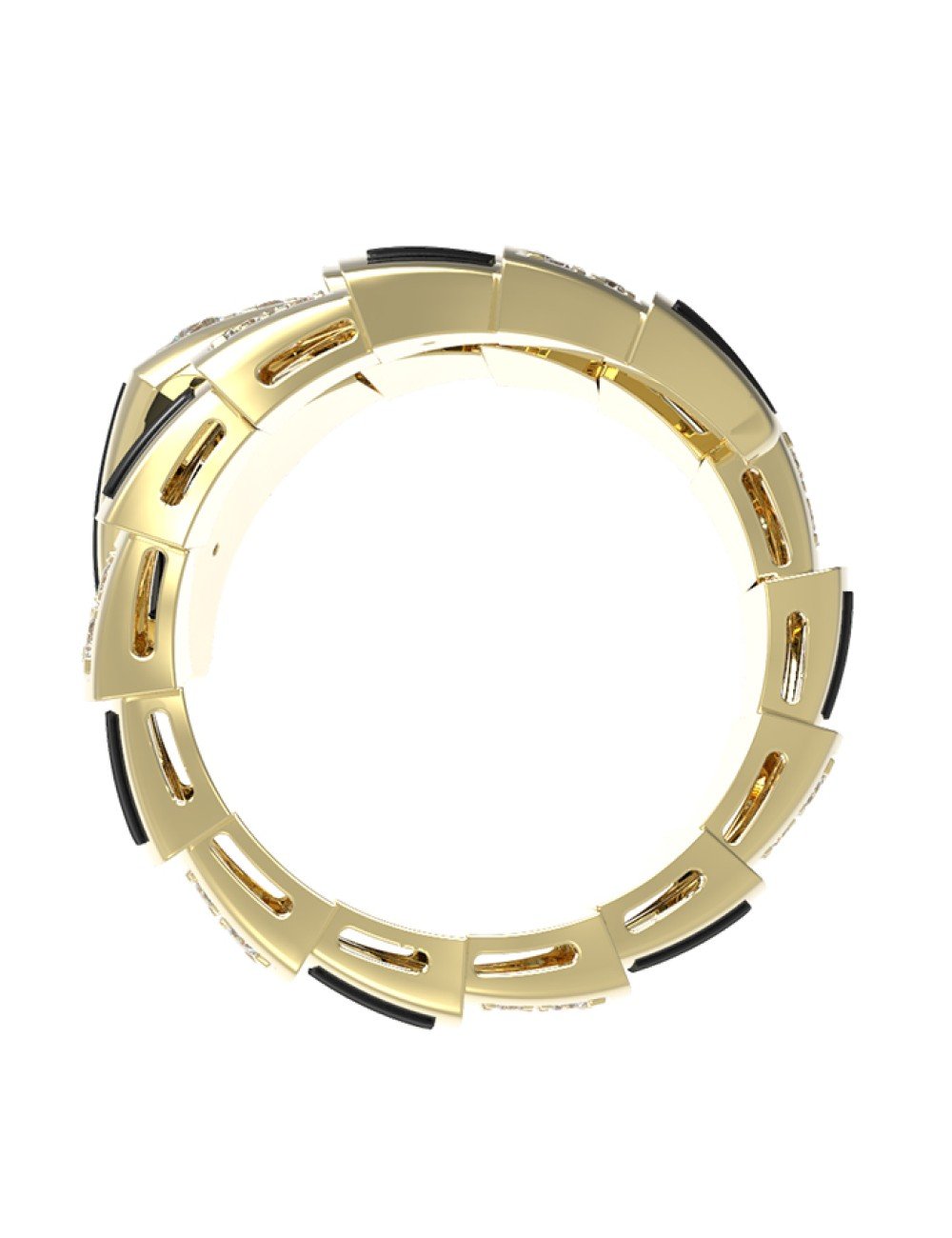 Кольцо из лимонного золота c бриллиантами и ониксом