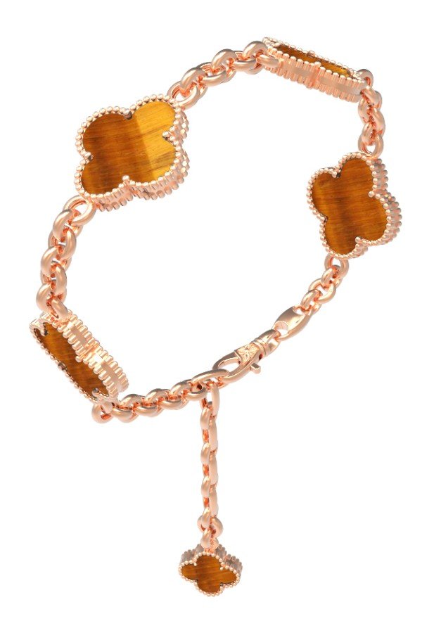 Браслет из золота c тигровым глазом