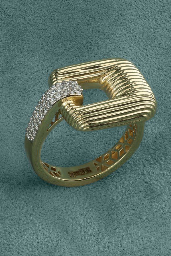 Кольцо из лимонного золота c бриллиантами