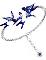 Браслет из белого золота c эмалью и сапфиром