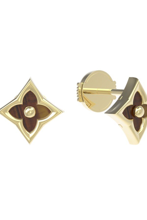 Серьги из лимонного золота c тигровым глазом