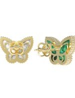 Серьги из лимонного золота c малахитом и перламутром