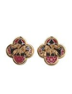 Серьги из золота c эмалью и перламутром